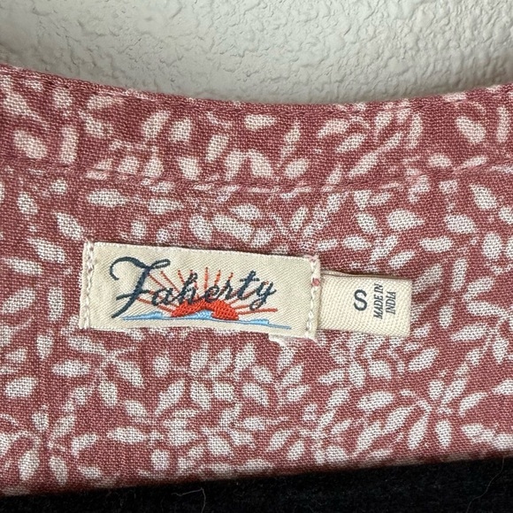 Faherty Montara Leaf Batik Long Sleeve Dress Pink Floral Casual Boho Women Small - Picture 8 of 16